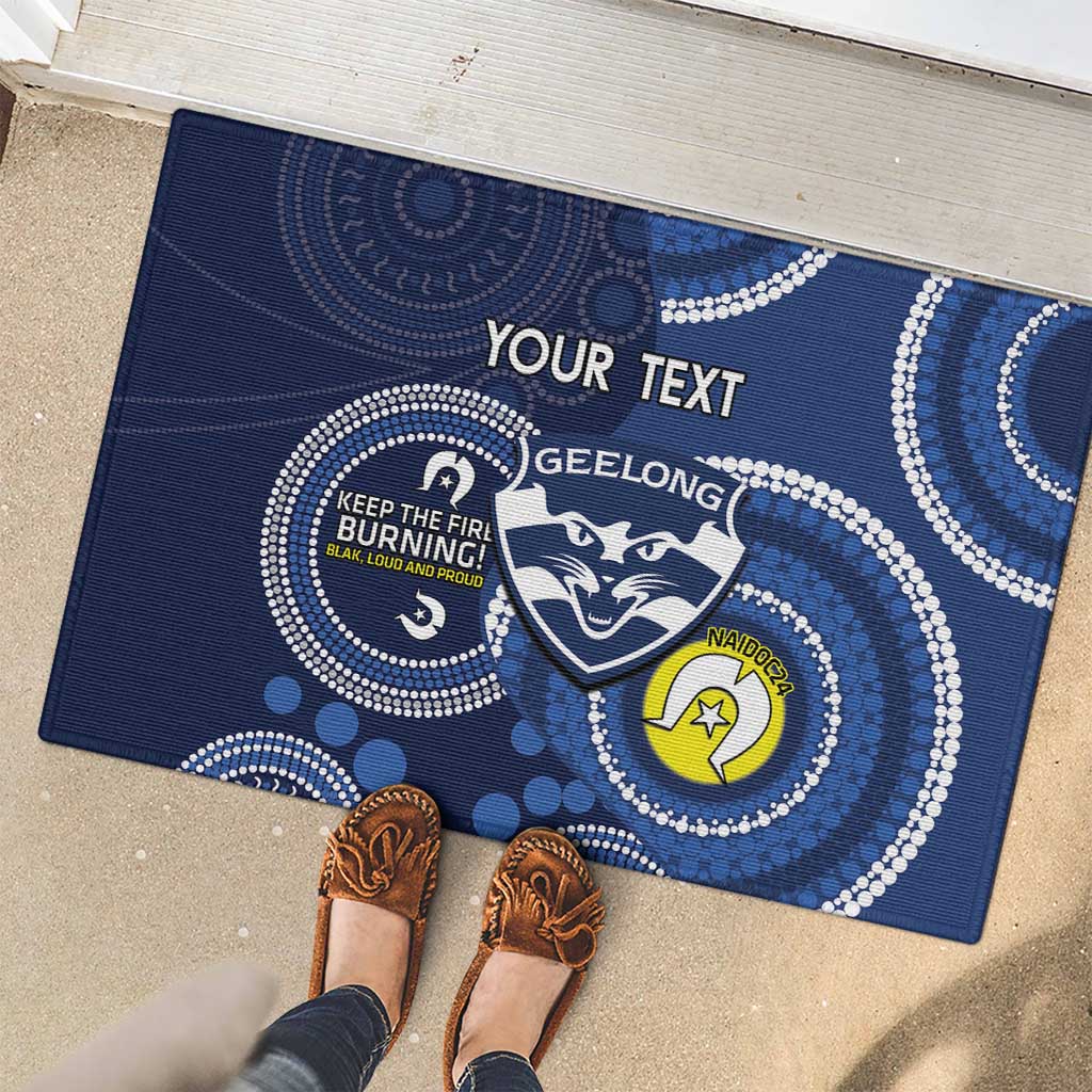 Custom AFL Geelong NAIDOC Week Rubber Doormat Keep The Fire Burning Indigenous Art