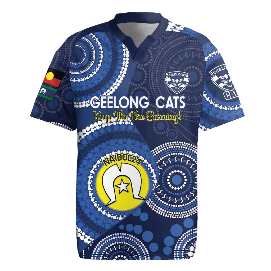 Custom AFL Geelong NAIDOC Week Rugby Jersey Keep The Fire Burning Indigenous Art