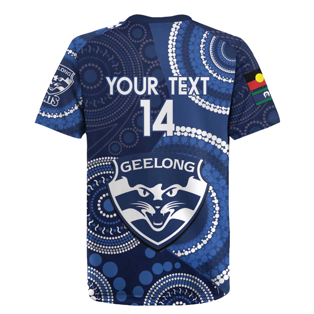 Custom AFL Geelong NAIDOC Week Rugby Jersey Keep The Fire Burning Indigenous Art