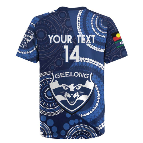 Custom AFL Geelong NAIDOC Week Rugby Jersey Keep The Fire Burning Indigenous Art