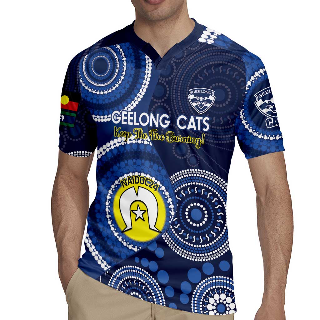 Custom AFL Geelong NAIDOC Week Rugby Jersey Keep The Fire Burning Indigenous Art