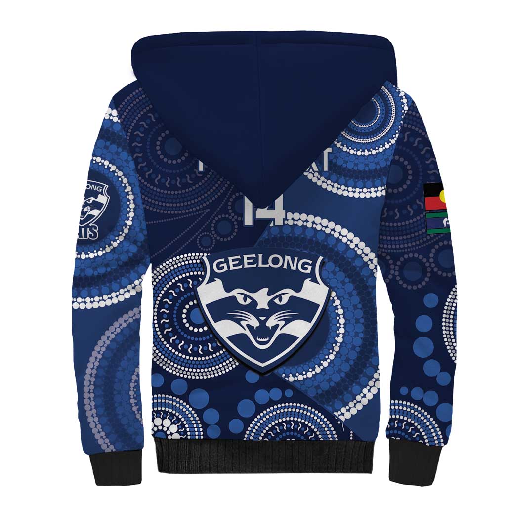 Custom AFL Geelong NAIDOC Week Sherpa Hoodie Keep The Fire Burning Indigenous Art