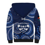 Custom AFL Geelong NAIDOC Week Sherpa Hoodie Keep The Fire Burning Indigenous Art