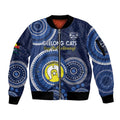 Custom AFL Geelong NAIDOC Week Sleeve Zip Bomber Jacket Keep The Fire Burning Indigenous Art