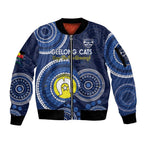 Custom AFL Geelong NAIDOC Week Sleeve Zip Bomber Jacket Keep The Fire Burning Indigenous Art