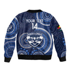 Custom AFL Geelong NAIDOC Week Sleeve Zip Bomber Jacket Keep The Fire Burning Indigenous Art