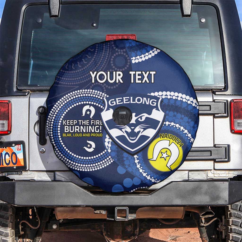Custom AFL Geelong NAIDOC Week Spare Tire Cover Keep The Fire Burning Indigenous Art