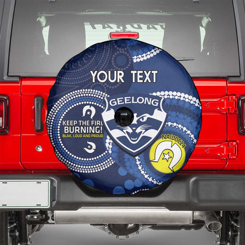 Custom AFL Geelong NAIDOC Week Spare Tire Cover Keep The Fire Burning Indigenous Art