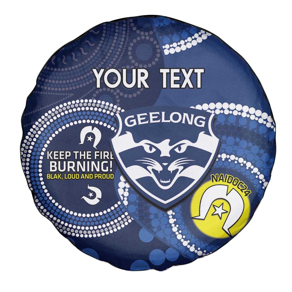 Custom AFL Geelong NAIDOC Week Spare Tire Cover Keep The Fire Burning Indigenous Art