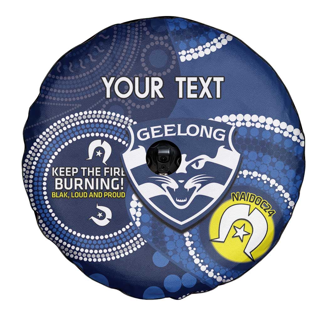 Custom AFL Geelong NAIDOC Week Spare Tire Cover Keep The Fire Burning Indigenous Art