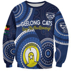 Custom AFL Geelong NAIDOC Week Sweatshirt Keep The Fire Burning Indigenous Art