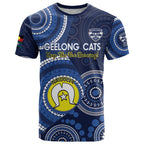 Custom AFL Geelong NAIDOC Week T Shirt Keep The Fire Burning Indigenous Art
