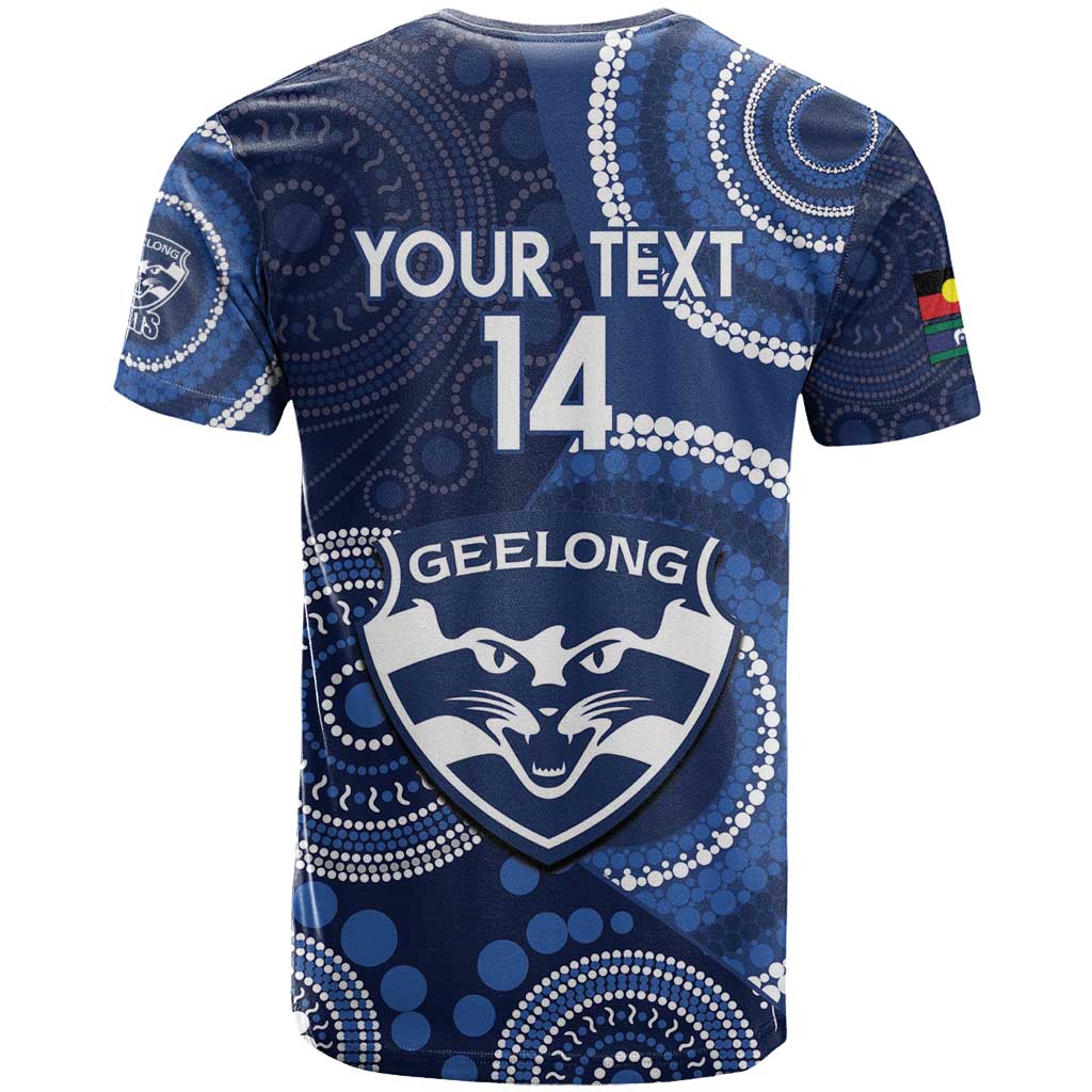 Custom AFL Geelong NAIDOC Week T Shirt Keep The Fire Burning Indigenous Art