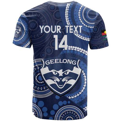 Custom AFL Geelong NAIDOC Week T Shirt Keep The Fire Burning Indigenous Art