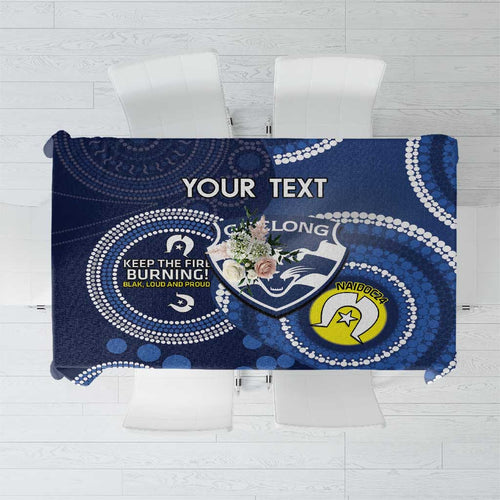 Custom AFL Geelong NAIDOC Week Tablecloth Keep The Fire Burning Indigenous Art