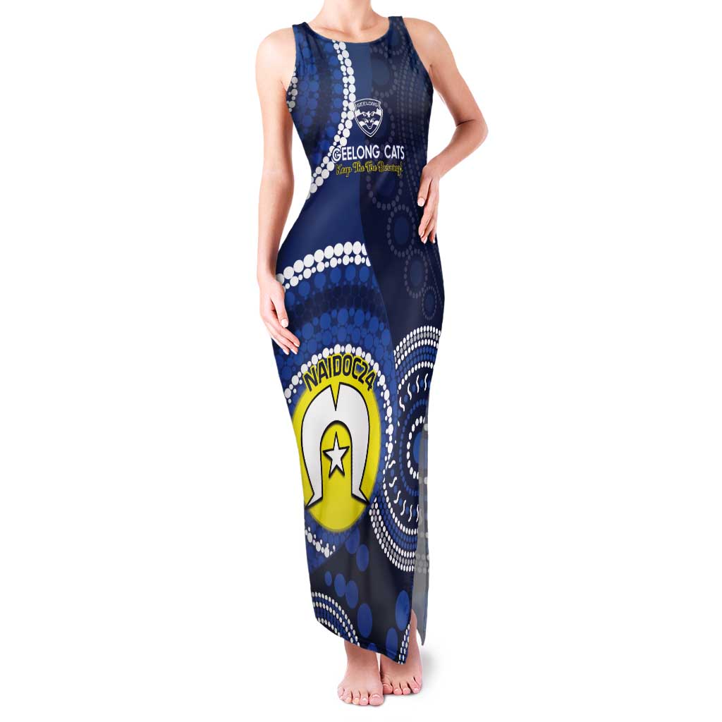 Custom AFL Geelong NAIDOC Week Tank Maxi Dress Keep The Fire Burning Indigenous Art