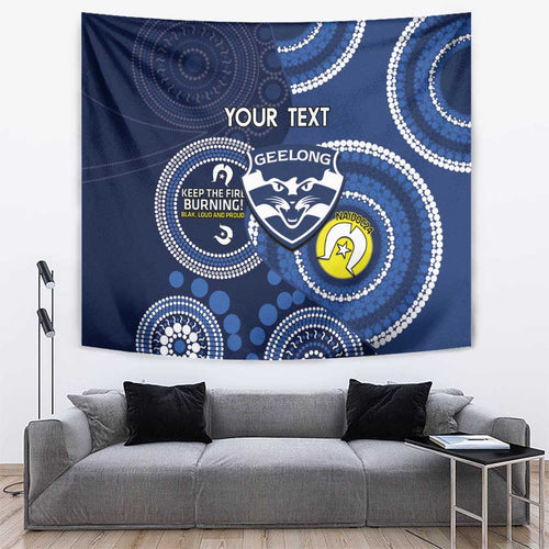 Custom AFL Geelong NAIDOC Week Tapestry Keep The Fire Burning Indigenous Art