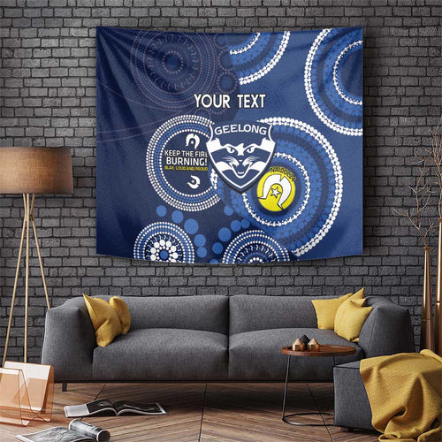 Custom AFL Geelong NAIDOC Week Tapestry Keep The Fire Burning Indigenous Art
