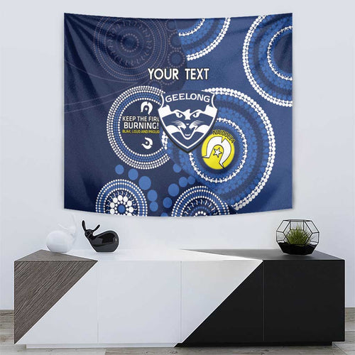 Custom AFL Geelong NAIDOC Week Tapestry Keep The Fire Burning Indigenous Art