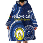 Custom AFL Geelong NAIDOC Week Wearable Blanket Hoodie Keep The Fire Burning Indigenous Art