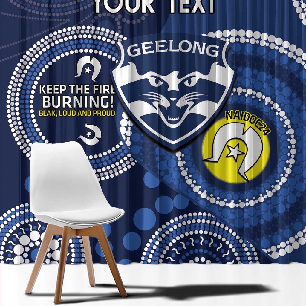 Custom AFL Geelong NAIDOC Week Window Curtain Keep The Fire Burning Indigenous Art