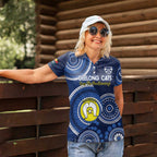 Custom AFL Geelong NAIDOC Week Women Polo Shirt Keep The Fire Burning Indigenous Art