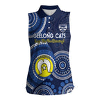 Custom AFL Geelong NAIDOC Week Women Sleeveless Polo Shirt Keep The Fire Burning Indigenous Art