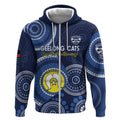 Custom AFL Geelong NAIDOC Week Zip Hoodie Keep The Fire Burning Indigenous Art