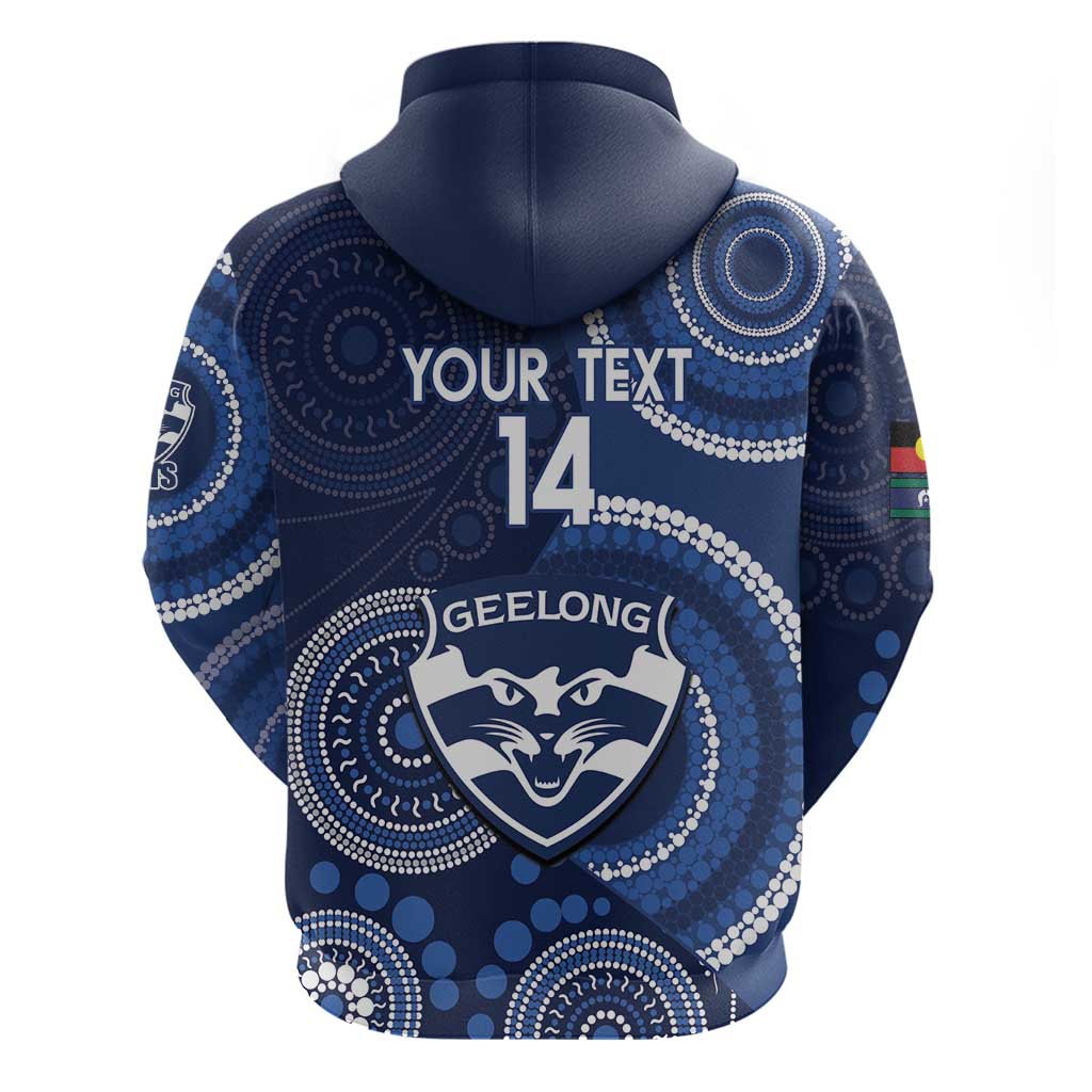 Custom AFL Geelong NAIDOC Week Zip Hoodie Keep The Fire Burning Indigenous Art