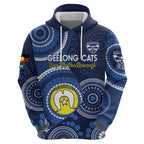 Custom AFL Geelong NAIDOC Week Zip Hoodie Keep The Fire Burning Indigenous Art