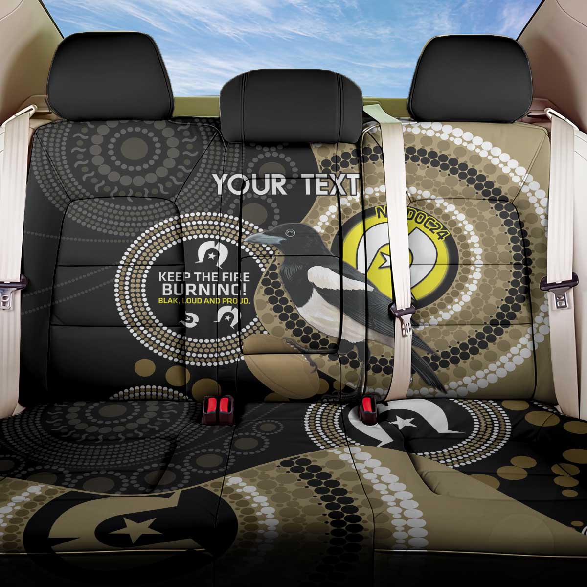 Custom AFL Collingwood NAIDOC Week Back Car Seat Cover Keep The Fire Burning Indigenous Art