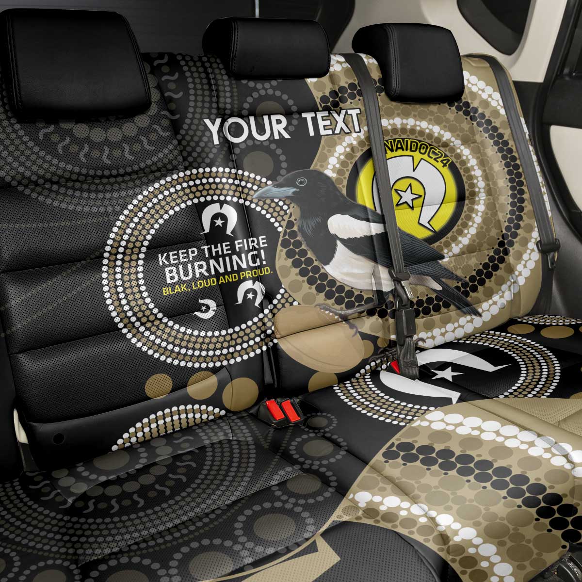 Custom AFL Collingwood NAIDOC Week Back Car Seat Cover Keep The Fire Burning Indigenous Art