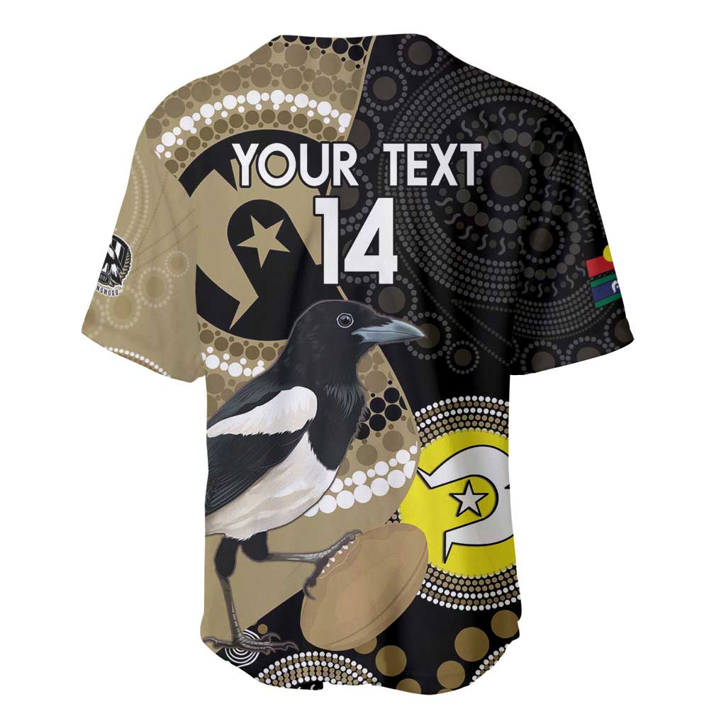 Custom AFL Collingwood NAIDOC Week Baseball Jersey Keep The Fire Burning Indigenous Art