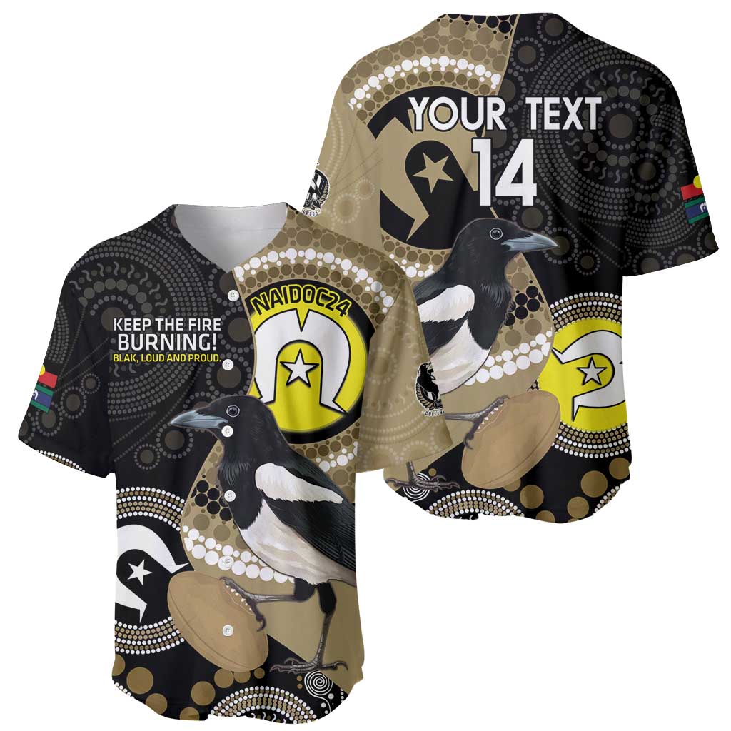 Custom AFL Collingwood NAIDOC Week Baseball Jersey Keep The Fire Burning Indigenous Art