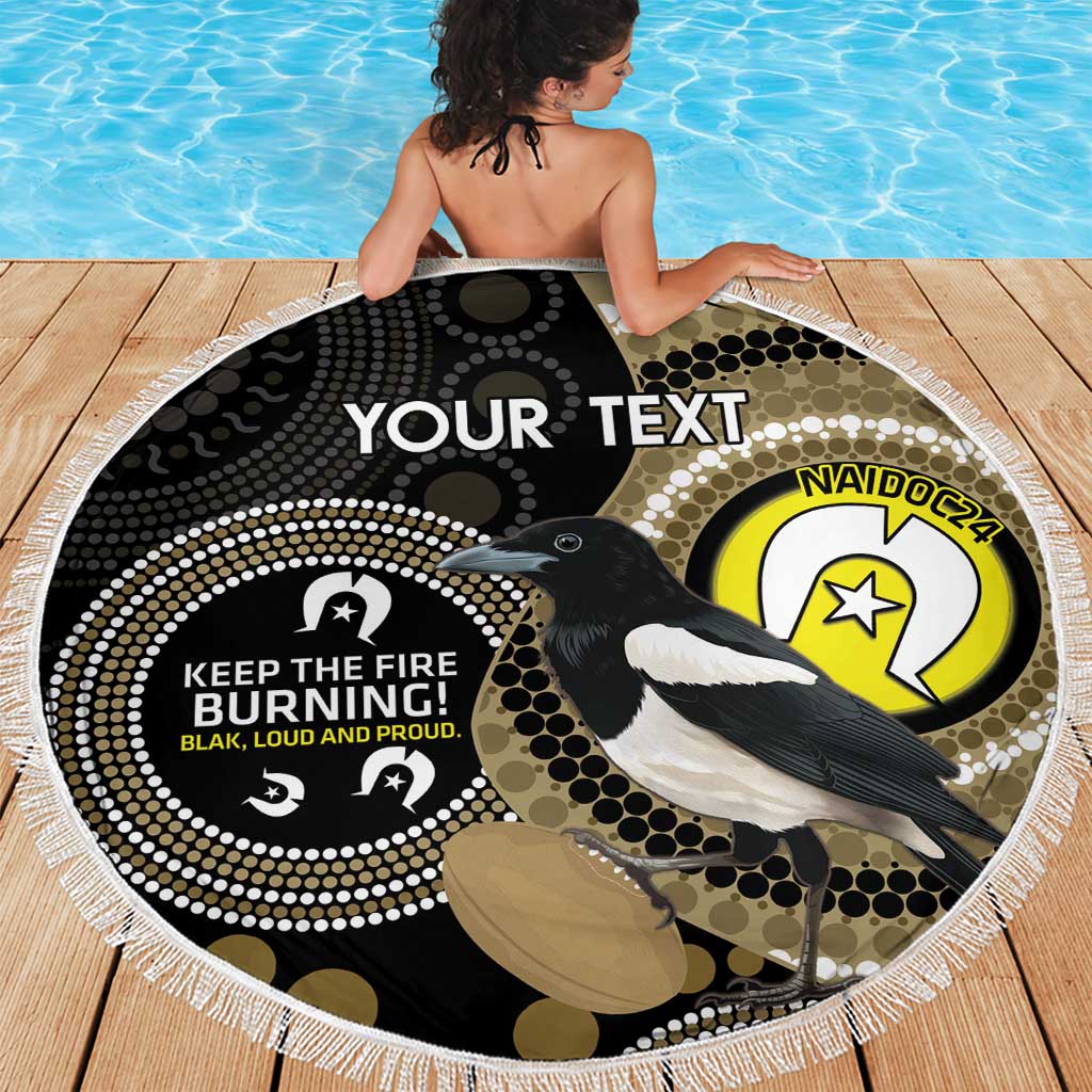 Custom AFL Collingwood NAIDOC Week Beach Blanket Keep The Fire Burning Indigenous Art