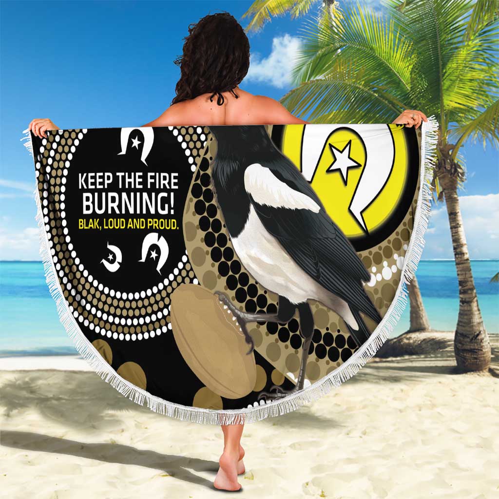 Custom AFL Collingwood NAIDOC Week Beach Blanket Keep The Fire Burning Indigenous Art