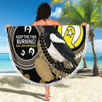 Custom AFL Collingwood NAIDOC Week Beach Blanket Keep The Fire Burning Indigenous Art