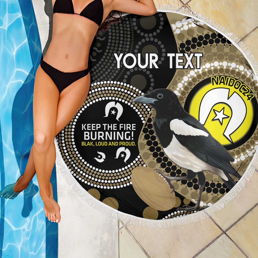 Custom AFL Collingwood NAIDOC Week Beach Blanket Keep The Fire Burning Indigenous Art