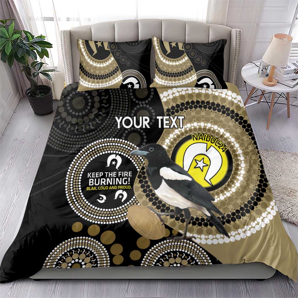 Custom AFL Collingwood NAIDOC Week Bedding Set Keep The Fire Burning Indigenous Art