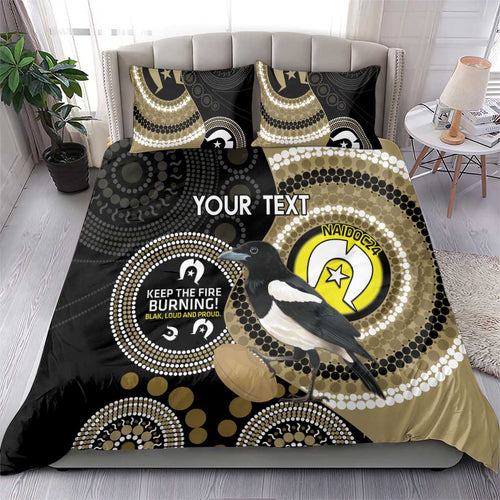 Custom AFL Collingwood NAIDOC Week Bedding Set Keep The Fire Burning Indigenous Art
