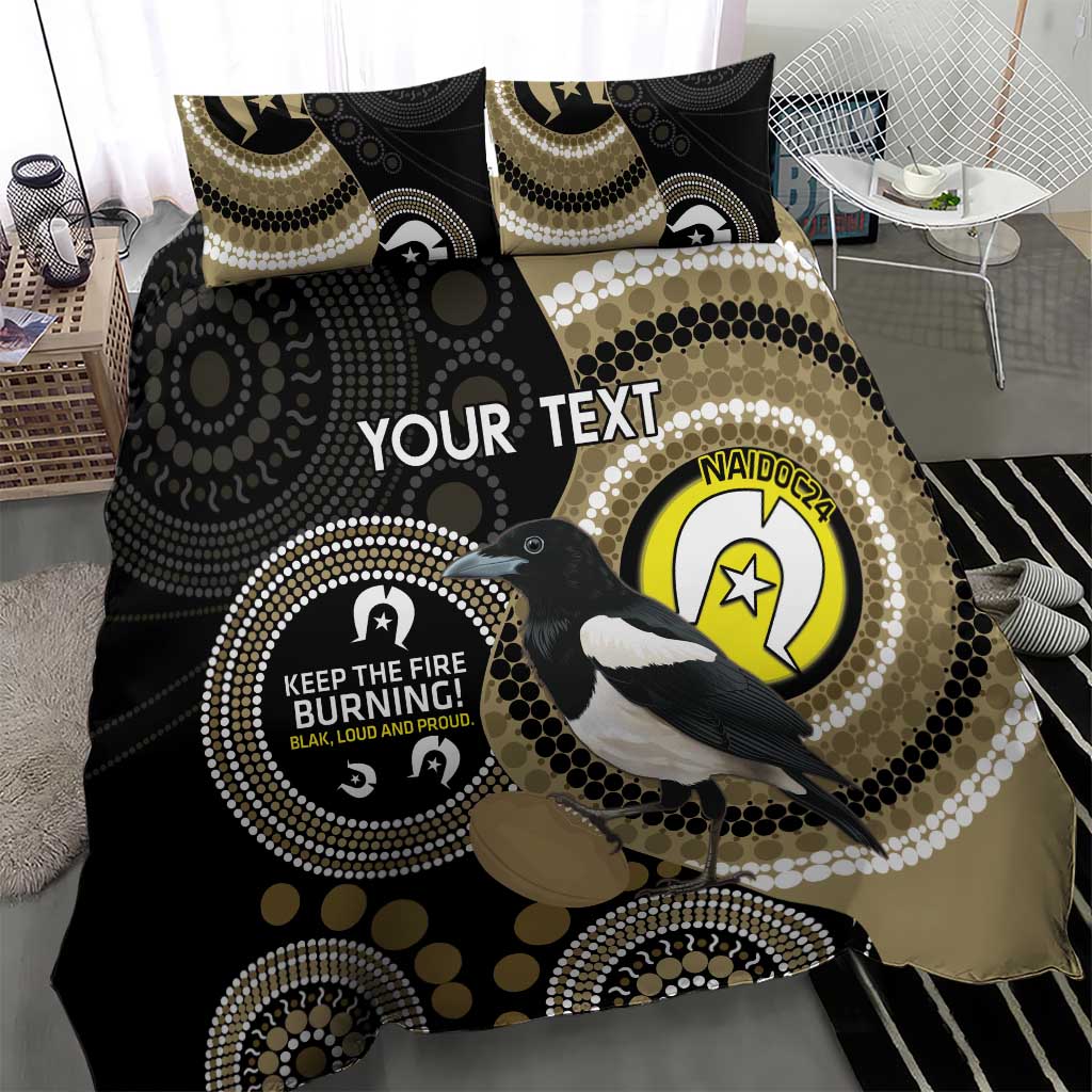 Custom AFL Collingwood NAIDOC Week Bedding Set Keep The Fire Burning Indigenous Art