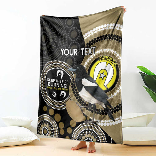Custom AFL Collingwood NAIDOC Week Blanket Keep The Fire Burning Indigenous Art