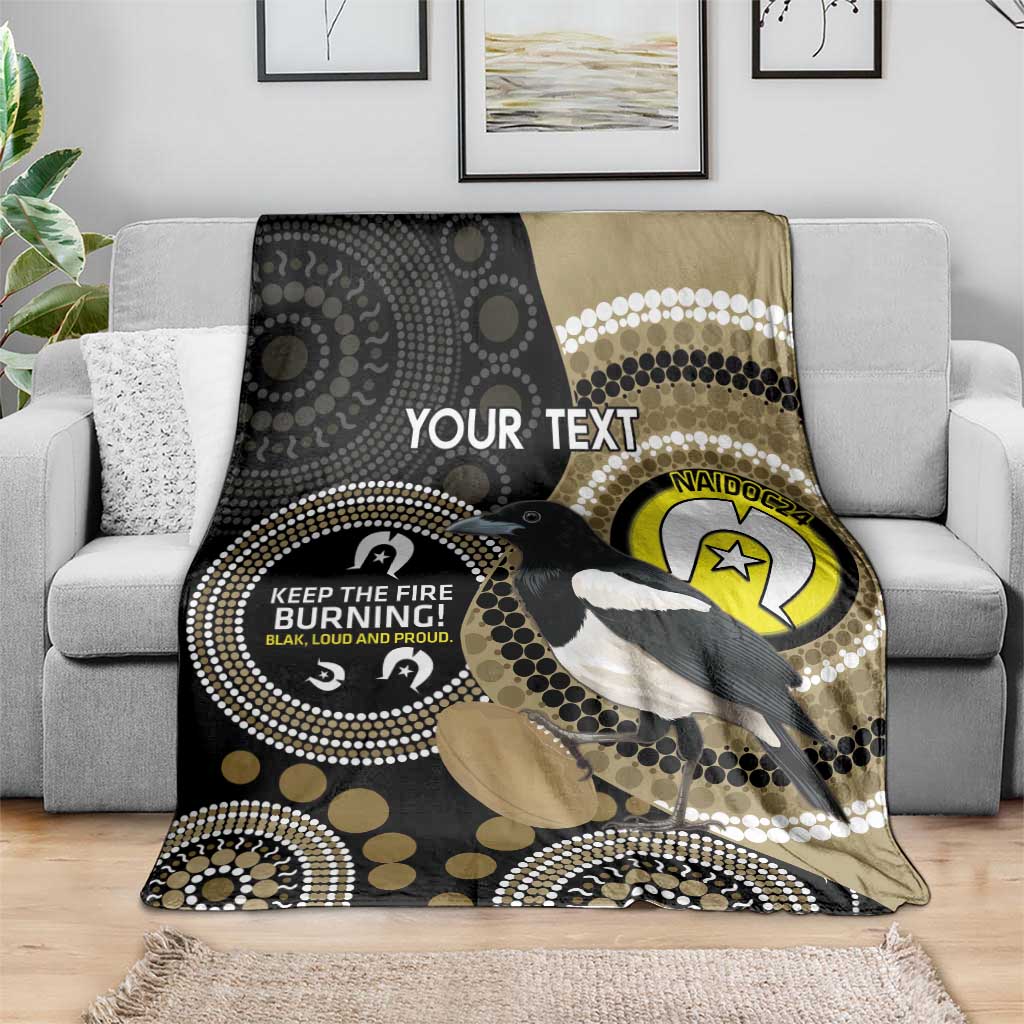Custom AFL Collingwood NAIDOC Week Blanket Keep The Fire Burning Indigenous Art