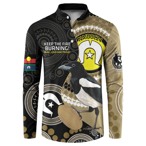 Custom AFL Collingwood NAIDOC Week Button Sweatshirt Keep The Fire Burning Indigenous Art