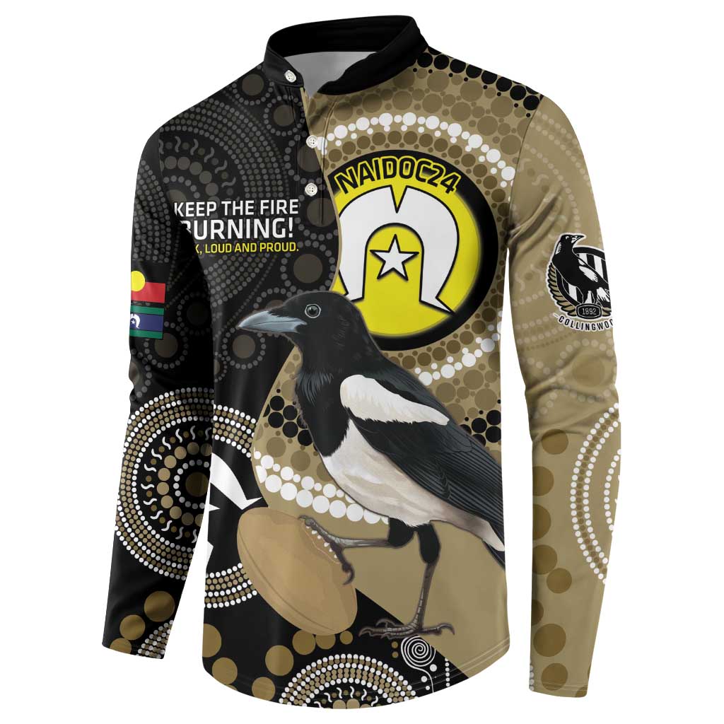 Custom AFL Collingwood NAIDOC Week Button Sweatshirt Keep The Fire Burning Indigenous Art