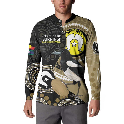 Custom AFL Collingwood NAIDOC Week Button Sweatshirt Keep The Fire Burning Indigenous Art