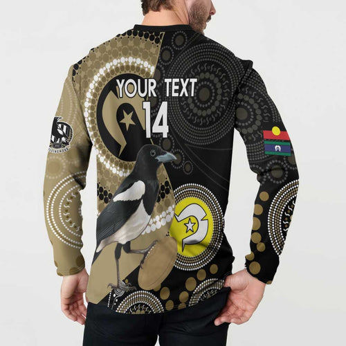 Custom AFL Collingwood NAIDOC Week Button Sweatshirt Keep The Fire Burning Indigenous Art