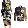 Custom AFL Collingwood NAIDOC Week Couples Matching Long Sleeve Bodycon Dress and Long Sleeve Button Shirt Keep The Fire Burning Indigenous Art