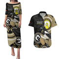 Custom AFL Collingwood NAIDOC Week Couples Matching Puletasi and Hawaiian Shirt Keep The Fire Burning Indigenous Art