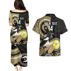Custom AFL Collingwood NAIDOC Week Couples Matching Puletasi and Hawaiian Shirt Keep The Fire Burning Indigenous Art